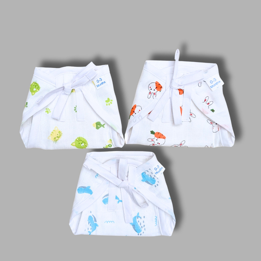Carrot Bunny And Blue Whale Muslin Babywear Nappy Combo Set Of 3