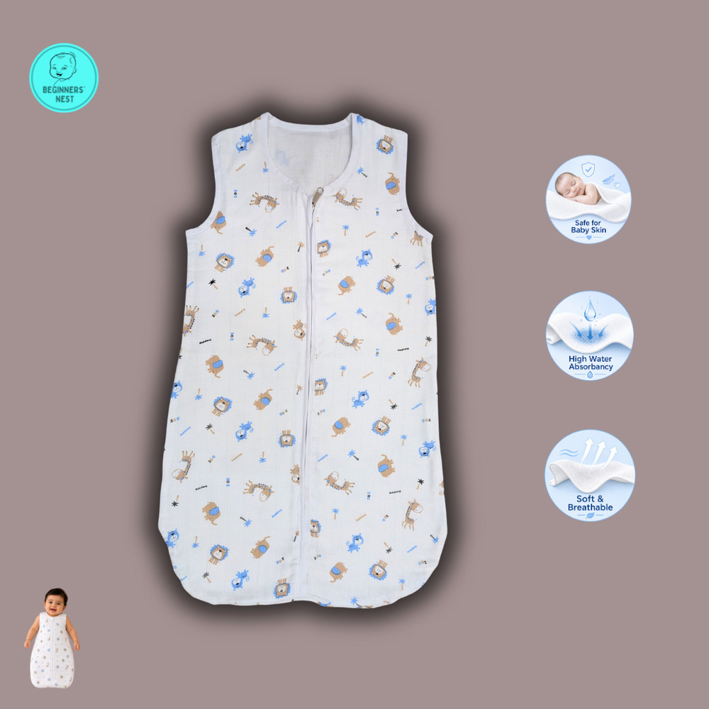 Playful Animals Muslin Sleeping Bag