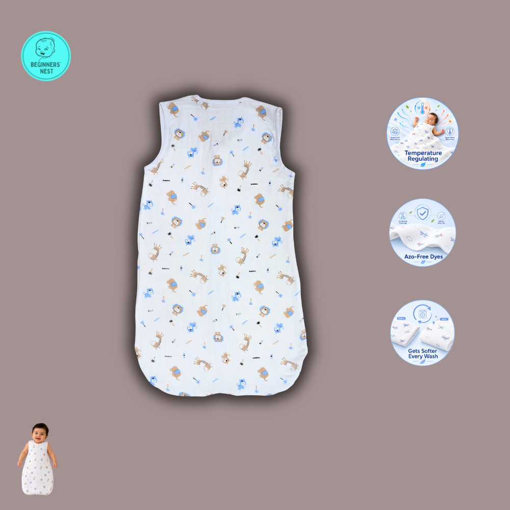 Playful Animals Muslin Sleeping Bag