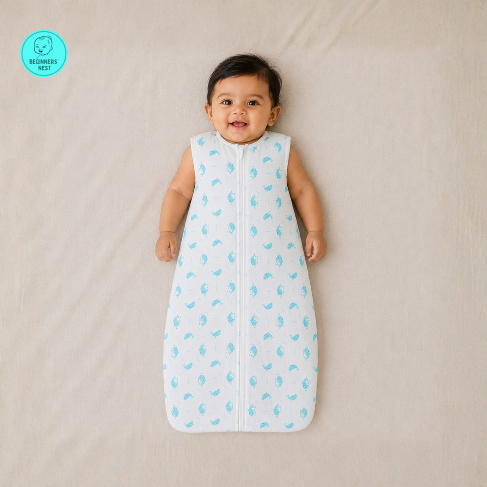 Blue Whale Muslin Sleeping Bag