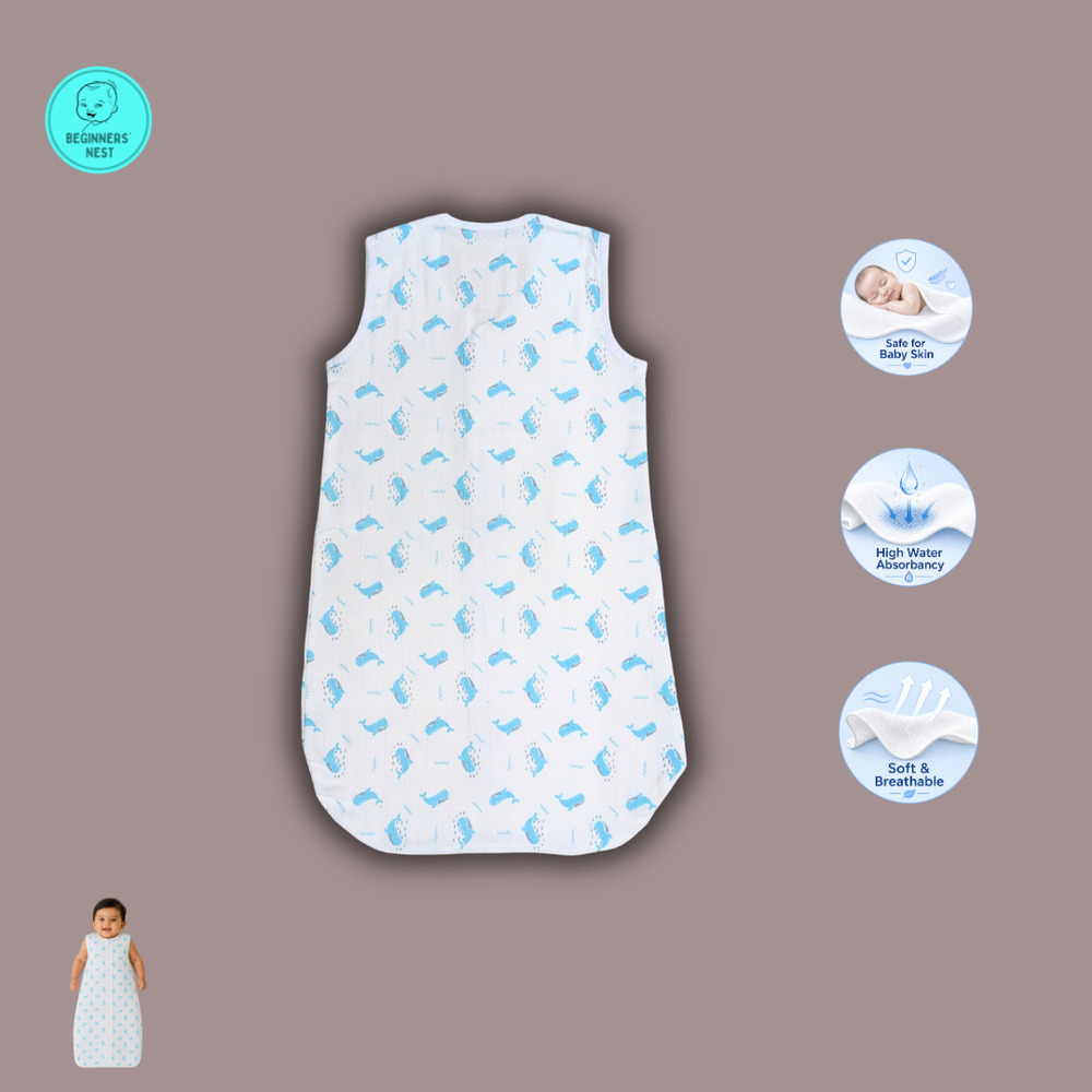 Blue Whale Muslin Sleeping Bag