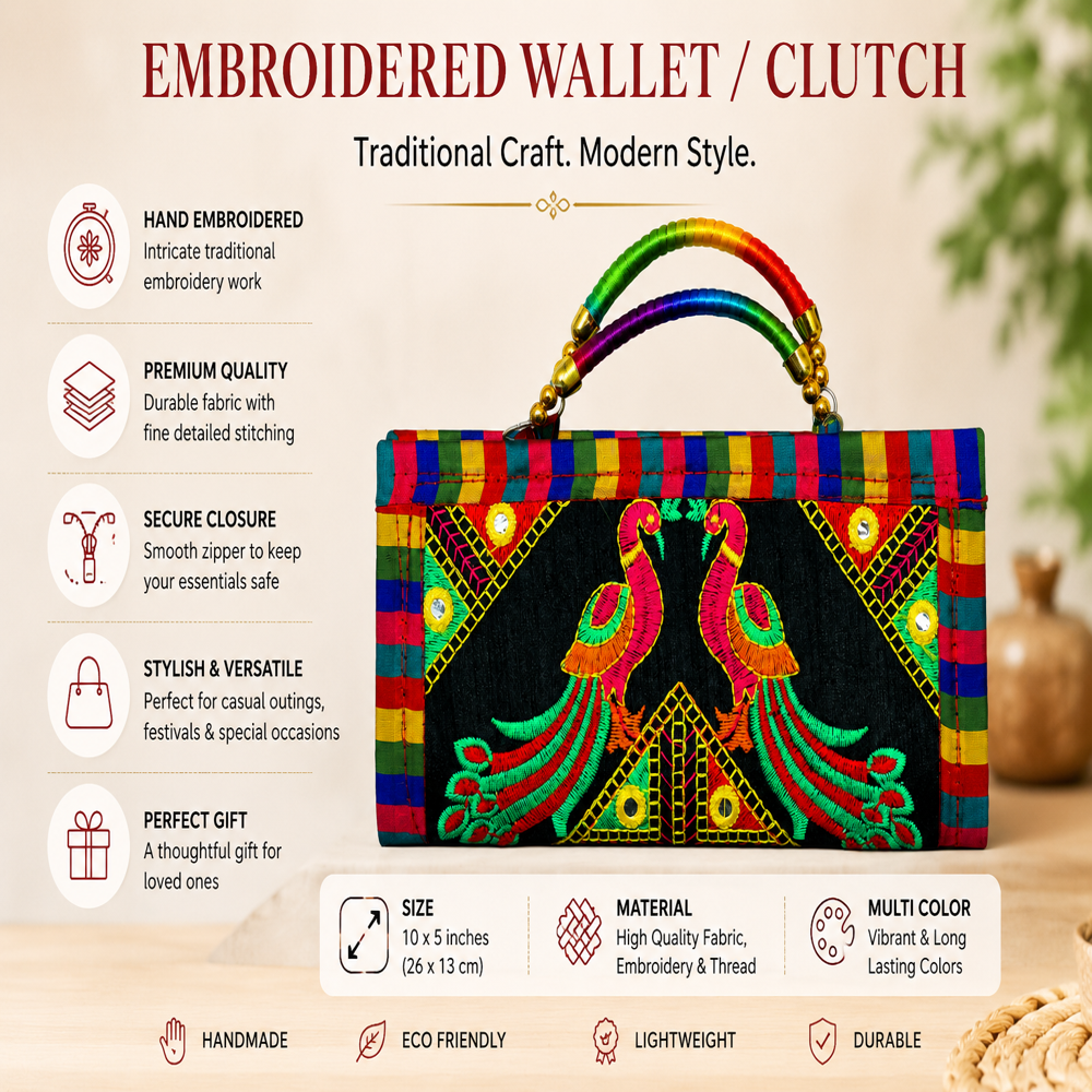Premium Peacock Design Fashion Wallet 157 - Color: Black