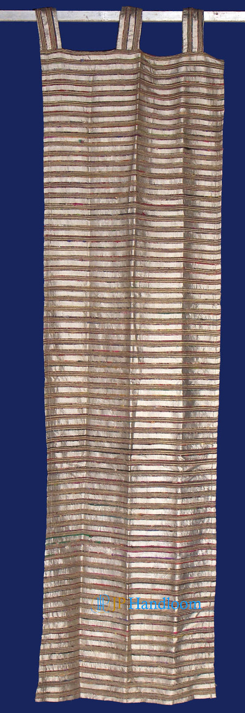 ब्राउन सिल्क स्ट्राइप फैंसी कर्टन