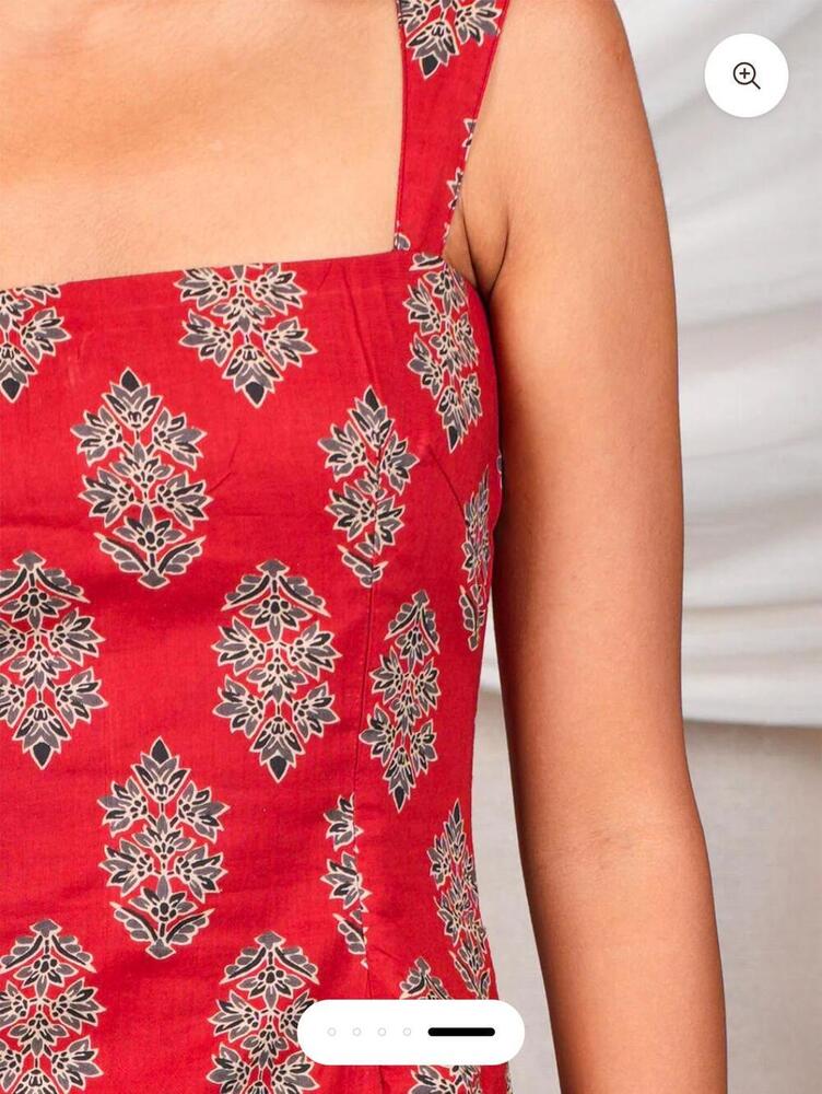 Ruby Block Print Strap Kurti