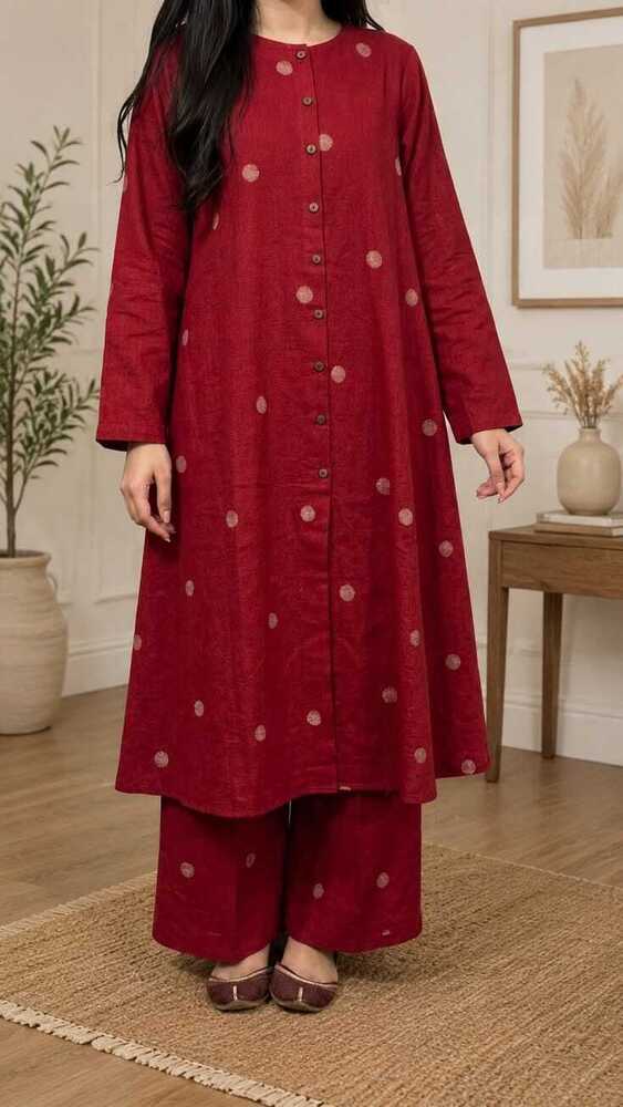 Maroon Printed Kurti Palazzo Set