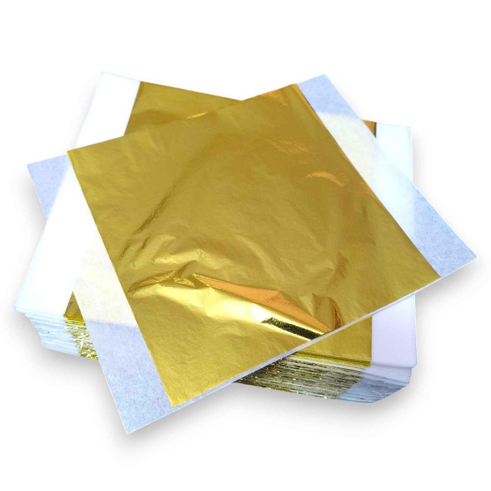 Sumera Warq Imitation Gold Leaf Sheets (Lemon Gold) 14x14 cm - Pack of 100