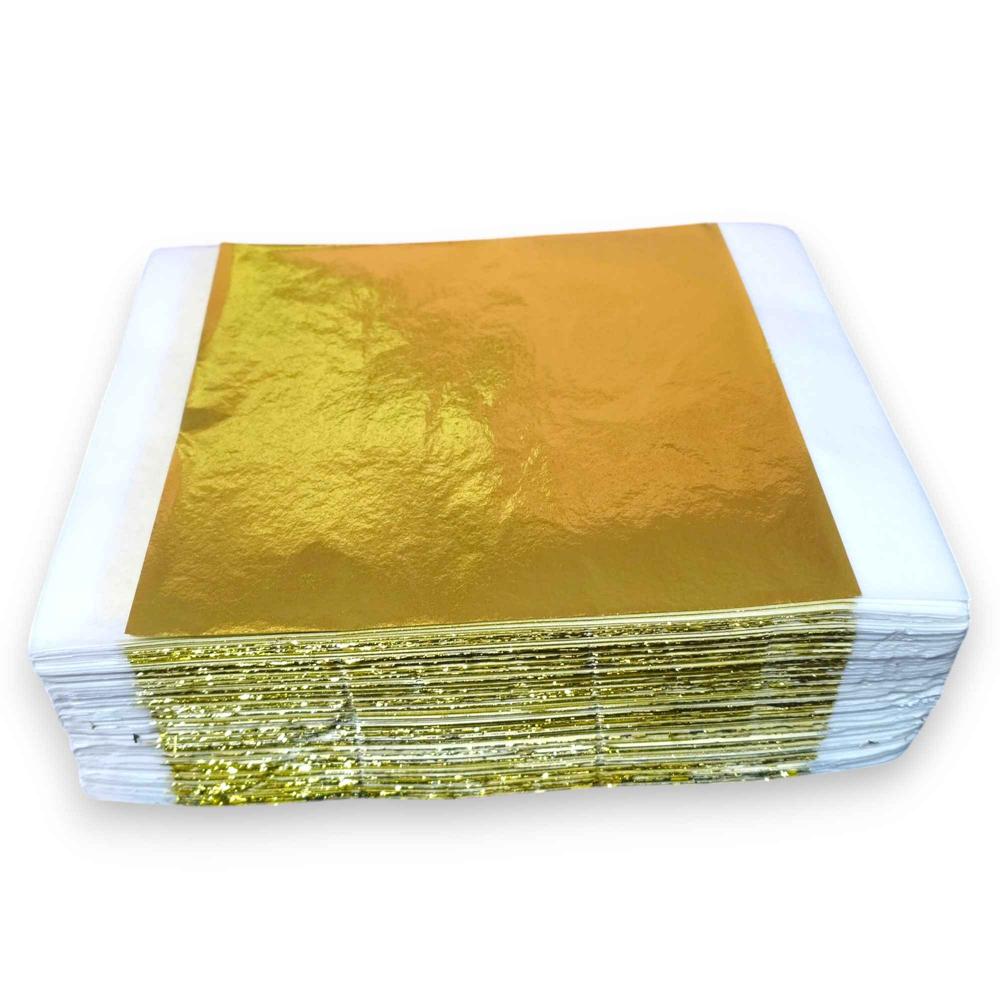 Sumera Warq Imitation Gold Leaf Sheets (Lemon Gold) 14x14 cm - Pack of 100