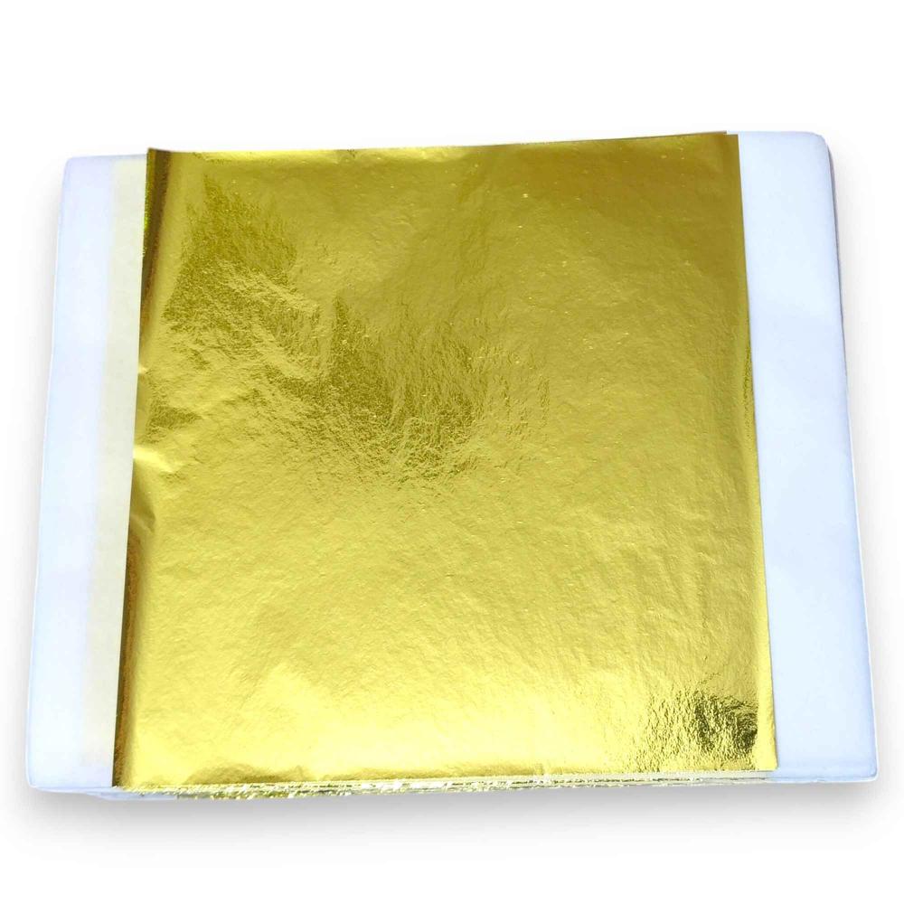 Sumera Warq Imitation Gold Leaf Sheets (Lemon Gold) 14x14 cm - Pack of 100