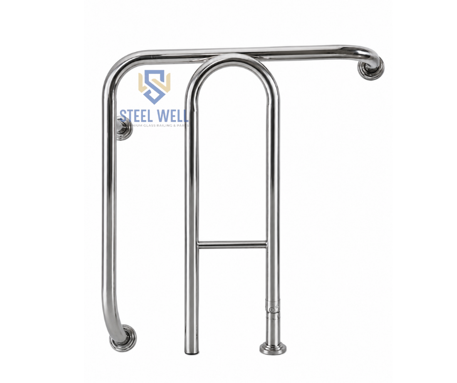 stainless steel L shape grab bar/bathroom grab bar price India/handicap grab bar/stainless steel wall mounted grab bar