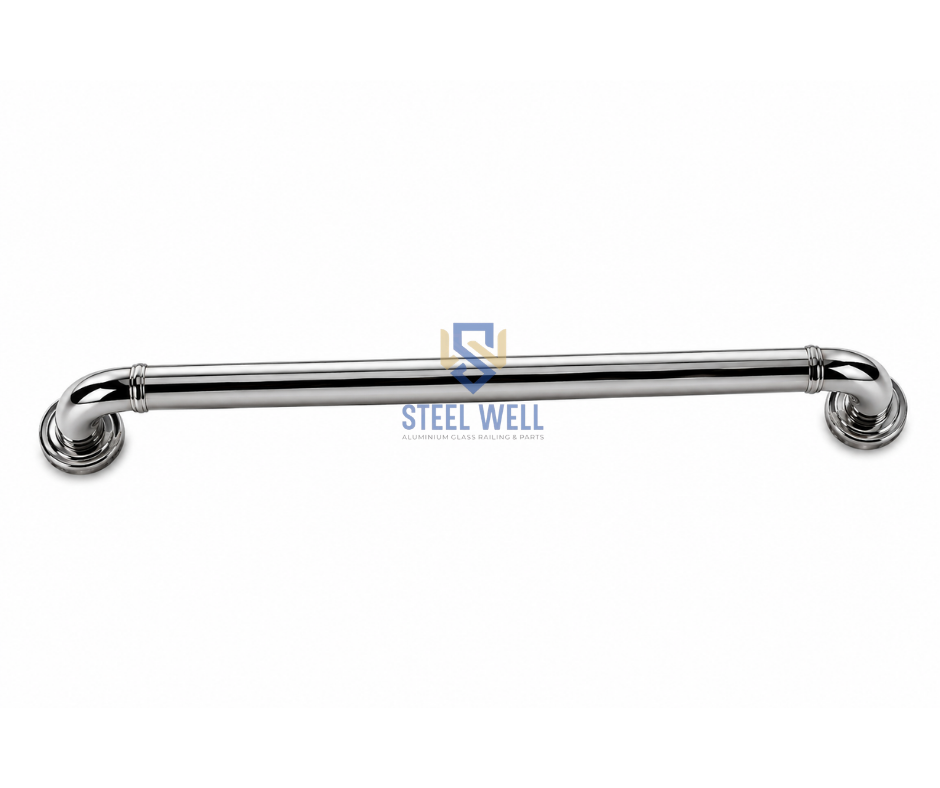 Stainless Steel Grab Bar Handle - 304/316 Stainless Steel, Custom Length 200-1200mm, Polished Finish, Bolt Mounted