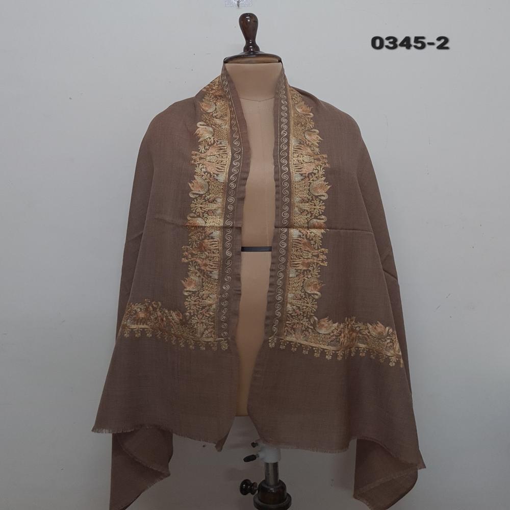 Pure wool 4 side embroidered animal motif stoles.
