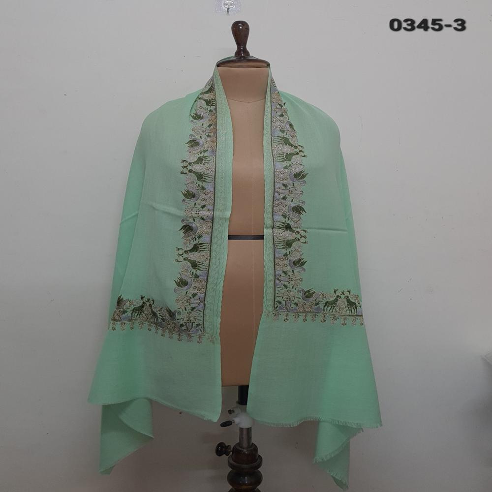 Pure wool 4 side embroidered animal motif stoles.