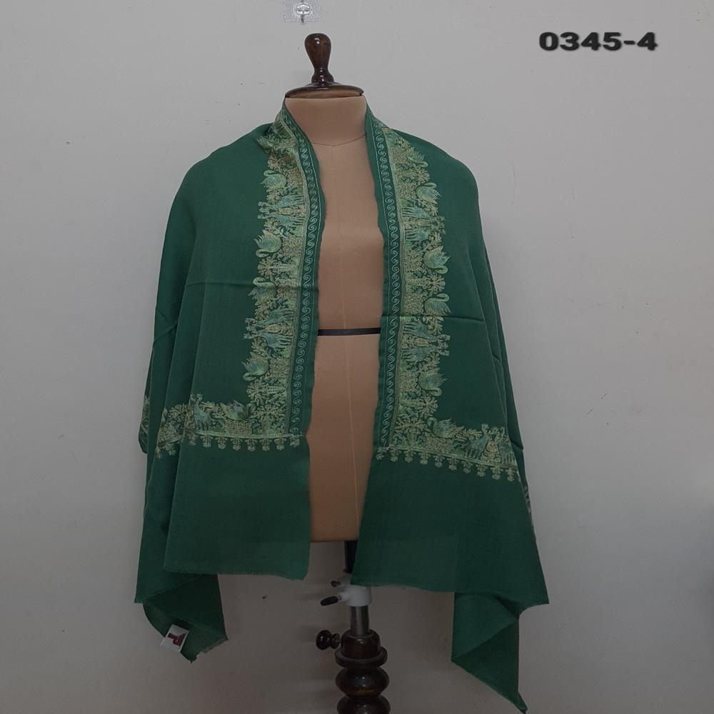 Pure wool 4 side embroidered animal motif stoles.