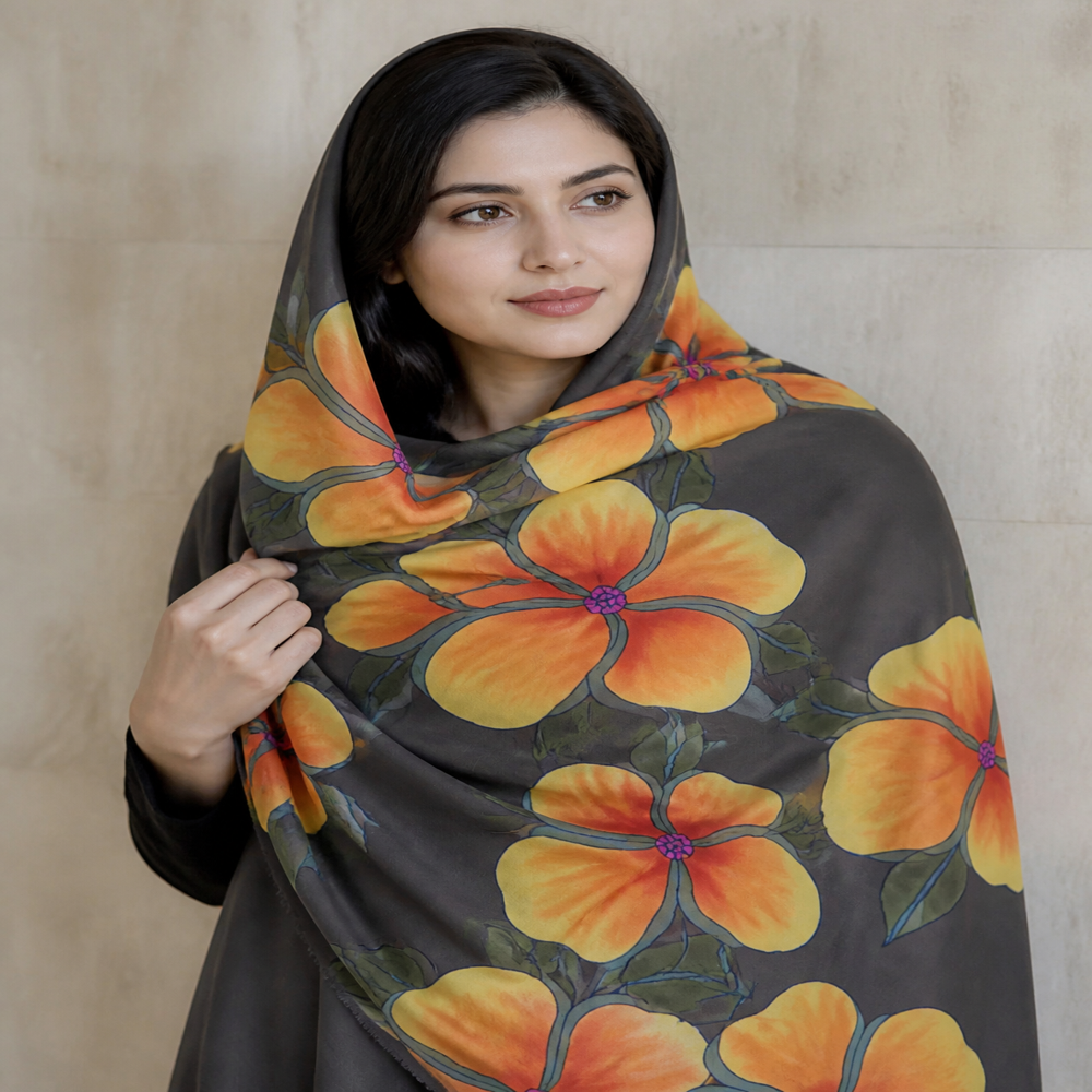 Merino wool Hand brush painted stoles