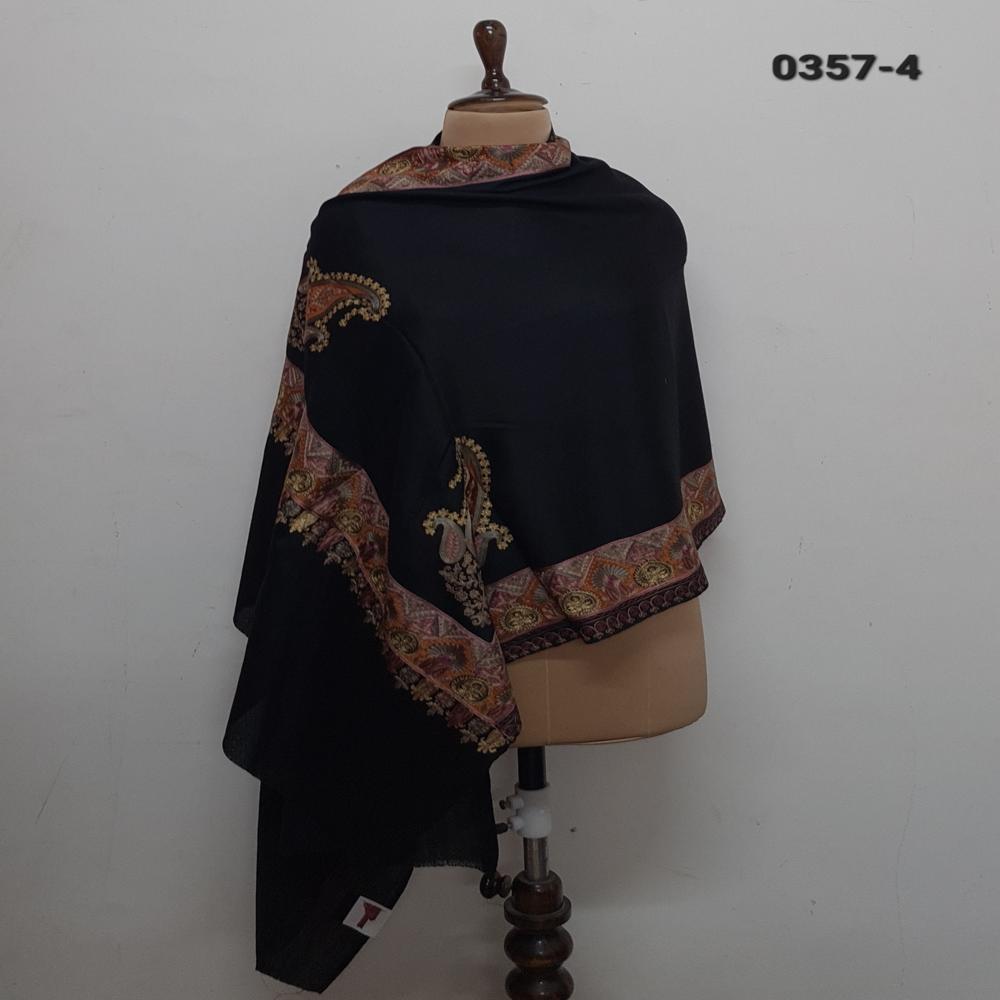 Pure wool intricate embroidered border stoles.