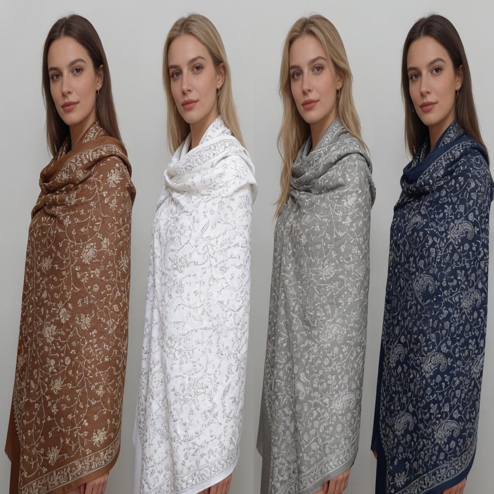 Fine Merino Wool Needle Work Jaal Stoles - Color: Assorted