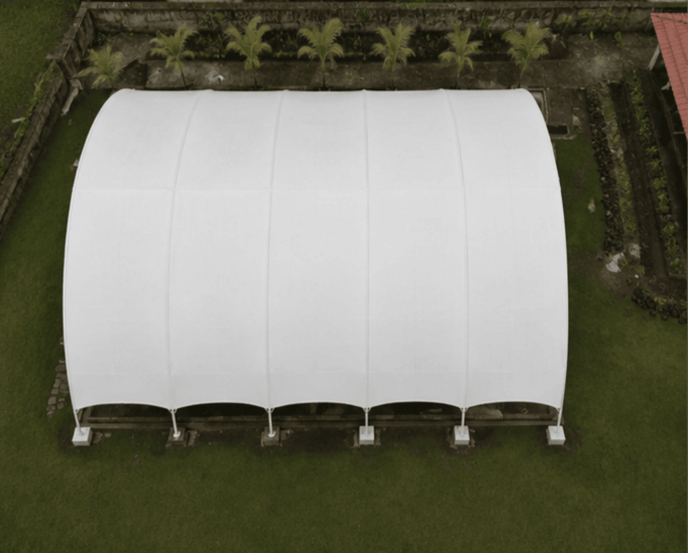 Swimming Pool Tensile Structure - Durable Pvc Panels, Classic White Color | Easy Pole Fitted Connection, Quality Steel Roof
