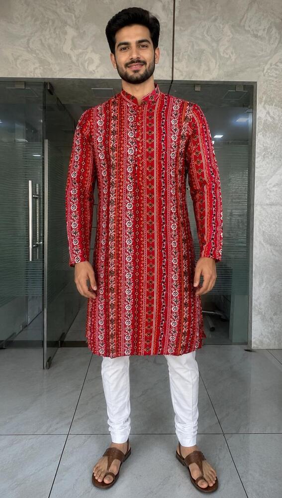 Traditional Vertical Pattern Printed Kurta