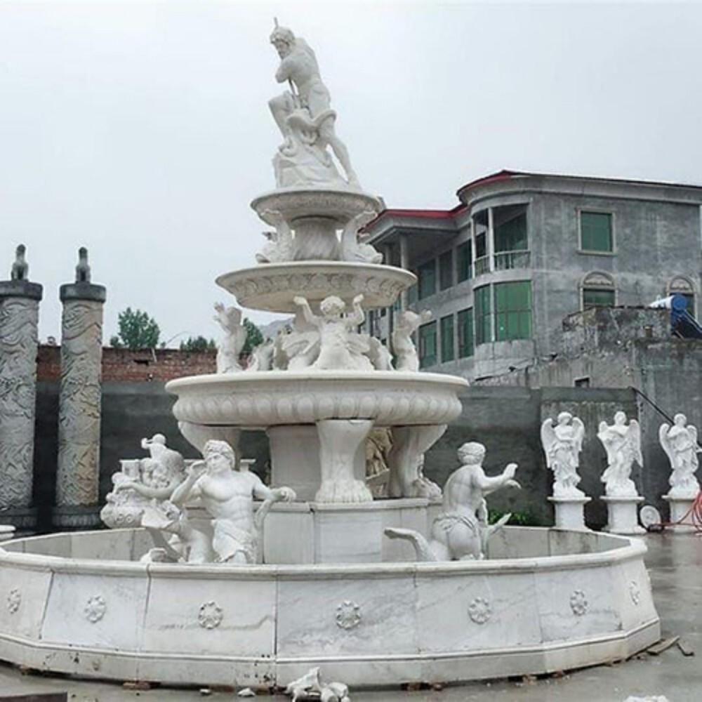 Outdoor Italian Stone Carving Horse Garden Water Fountain