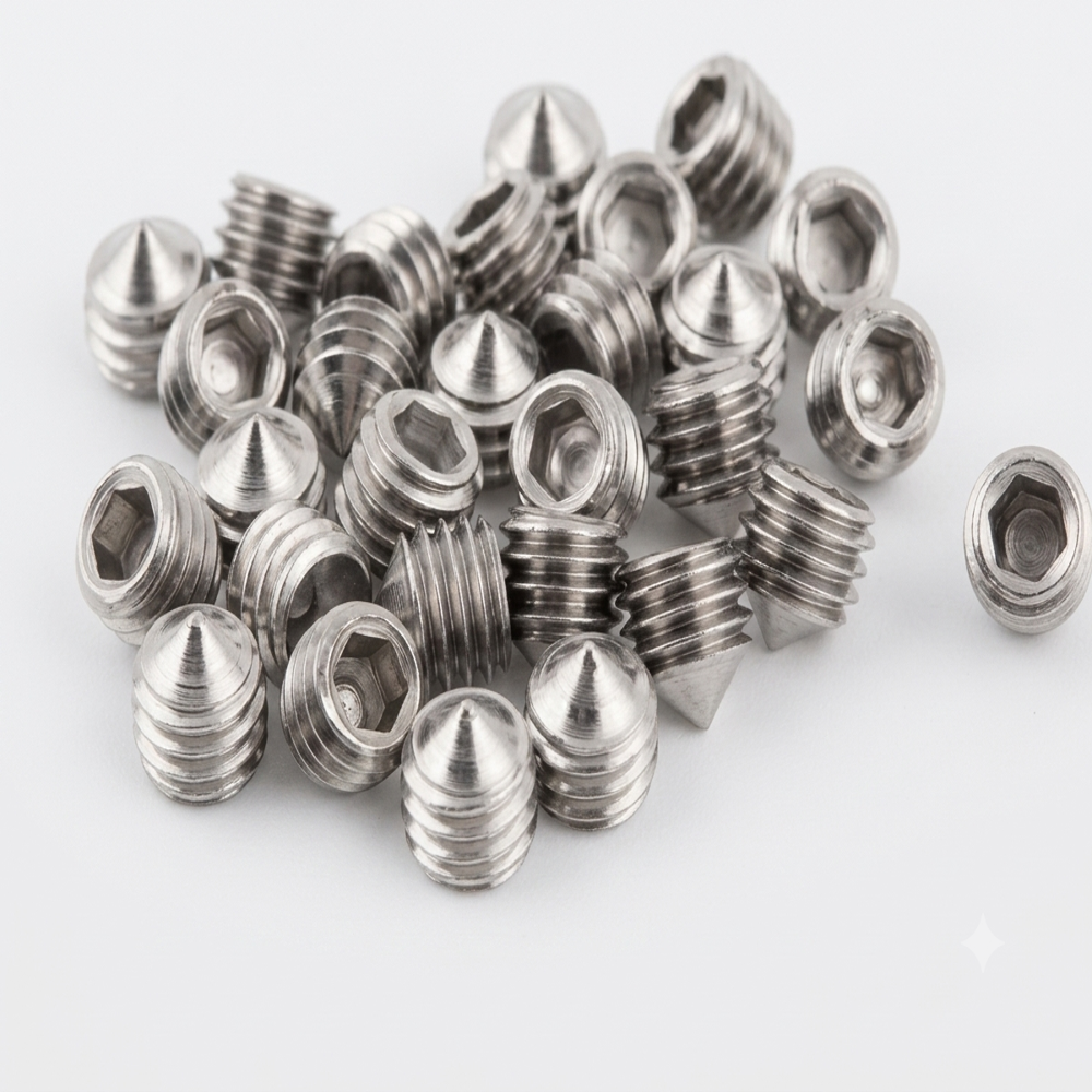 Stainless Steel Cone Point Grub Screw - Color: Silver