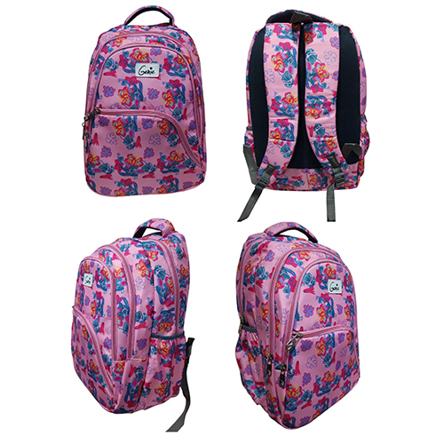 001 Pink Printed School Bag