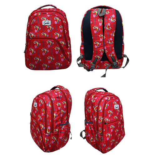 007 Red Printed School Bag