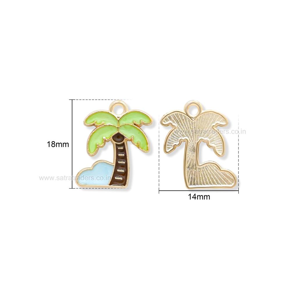 Enamel Palm Tree Pendant Charm - Material: Metal