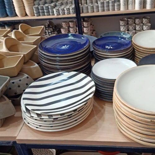 Ceramic Dinnerware - Color: Turquoise Blue With Natural Tan Rim