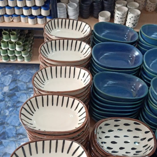 Ceramic Dinnerware - Color: Turquoise Blue With Natural Tan Rim
