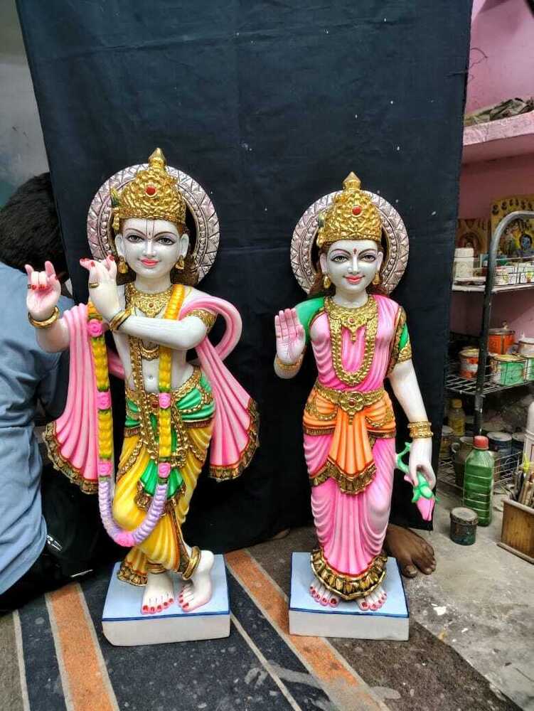 White Marble Shree Radha Krishna Statue
