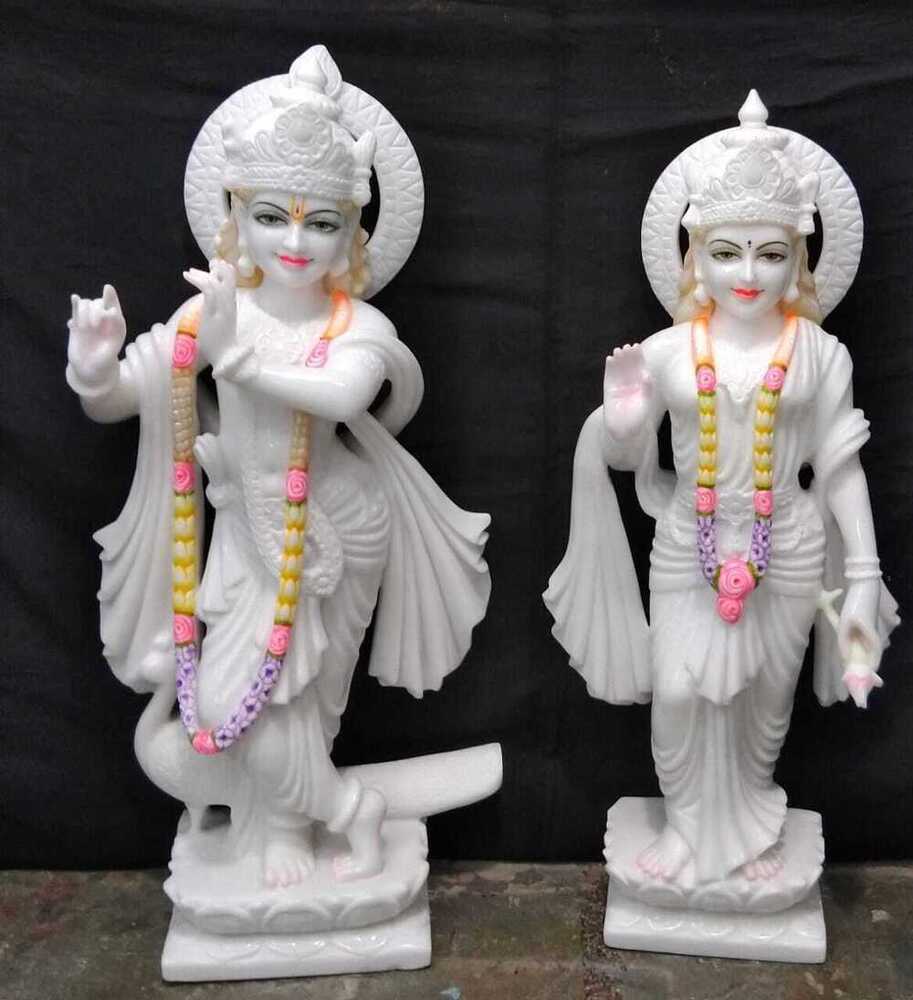 White Marble Radha Krishna Idol