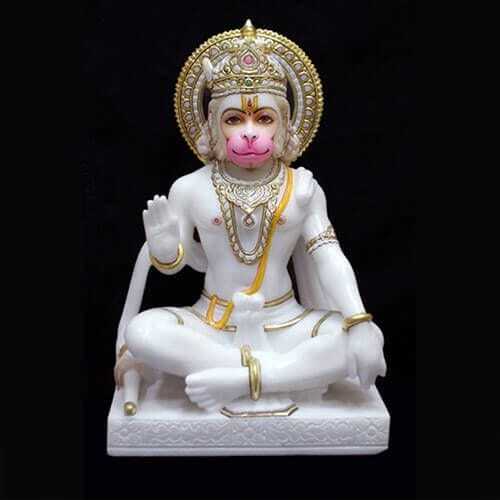 White Marble Hanuman Ji Statue