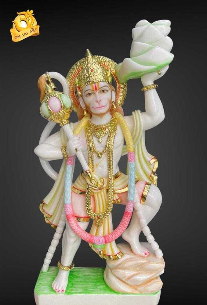 Standing Sanjeevani Hanuman Marble Statue