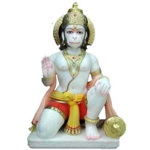 Kneeling Hanuman Marble Statue