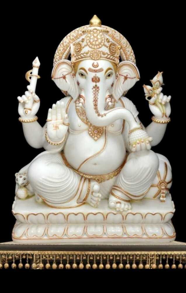 Premium White Marble Ganesha Statue