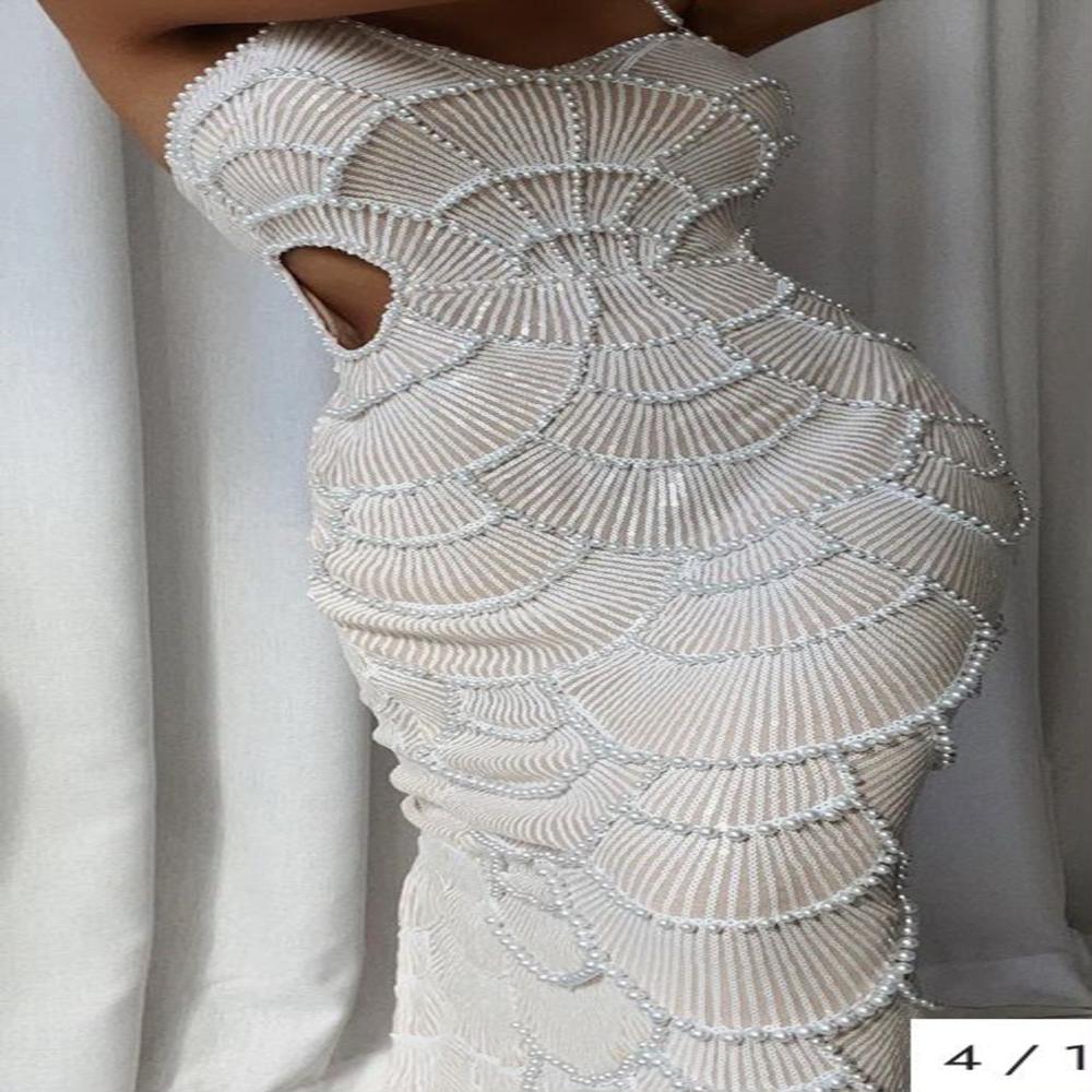 Ivory Pearl Cascade Handwork Mermaid Designer Gown