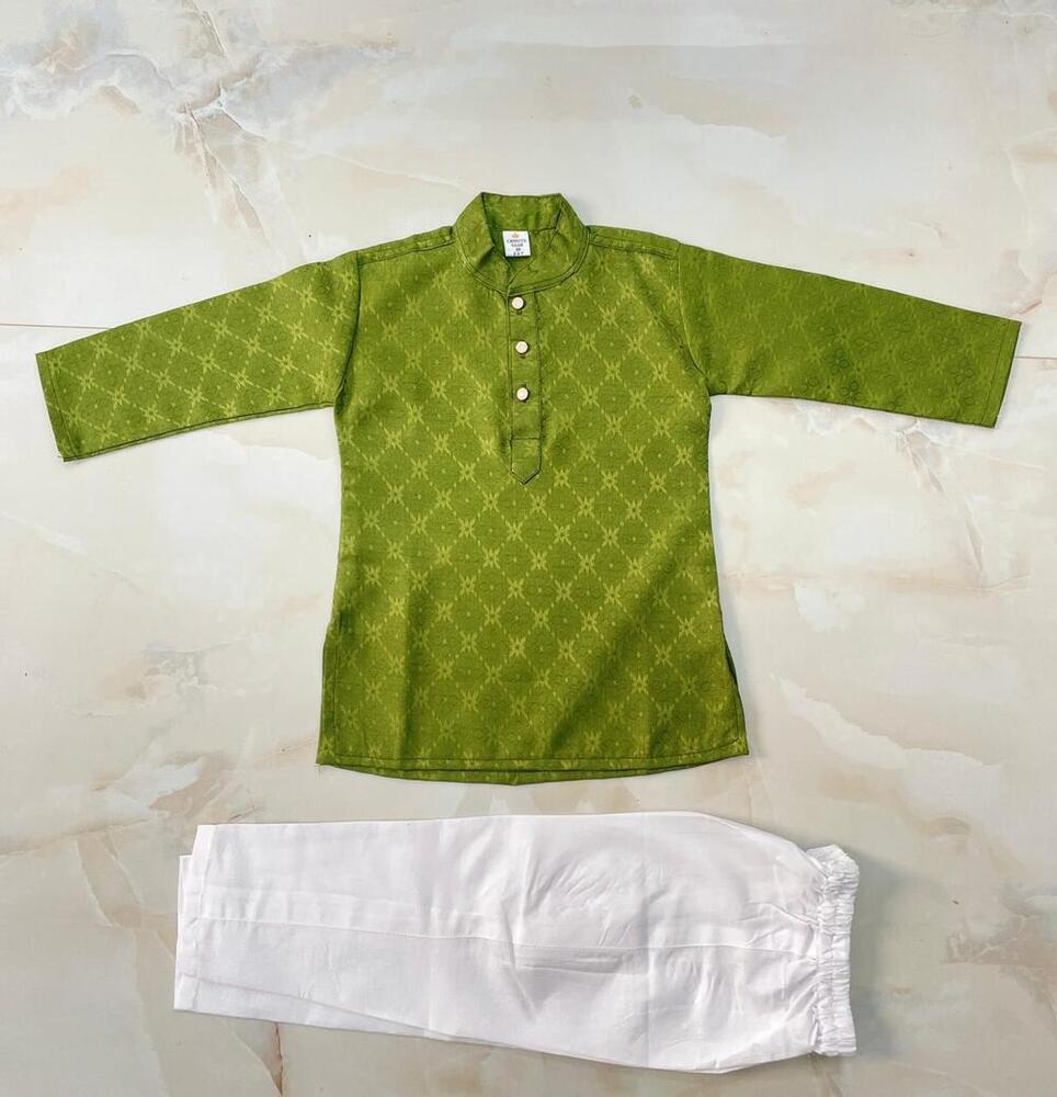 Mehandi Color Boys Kurta Pyjama Set