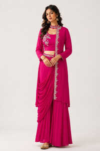 Ladies Half Jacket Sequence Work Saree