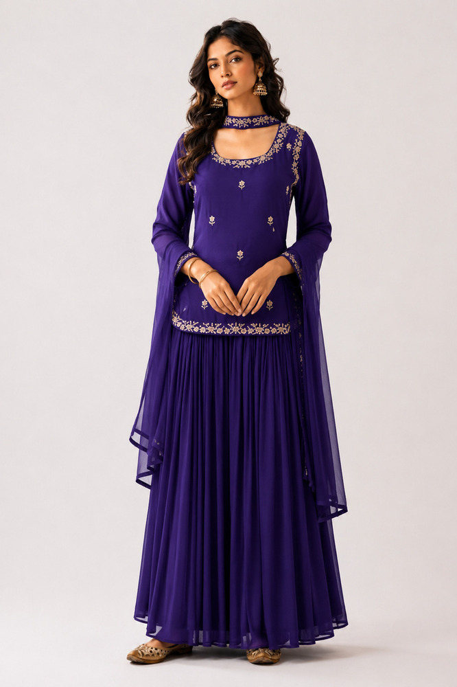 Ladies Handwork Zardozi Kurti Set with One Piece With Belt