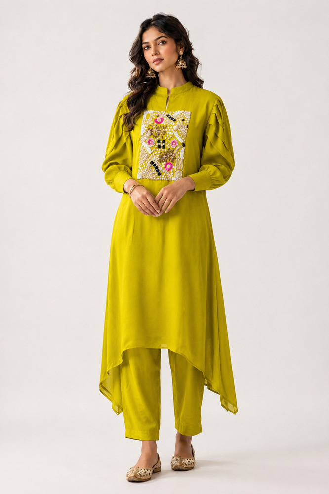 Ladies A Line Sequence Work Kurti Set With Pant