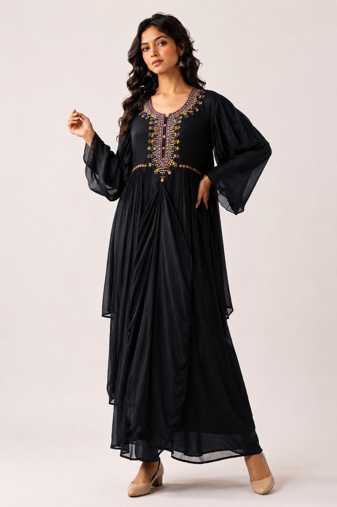 Dhoti Pattern One Piece Drape Style Indo Western Designer Gown