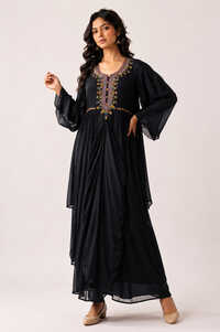 Dhoti Pattern One Piece Drape Style Indo Western Designer Gown - Bust Size: Custom/multiple Sizes