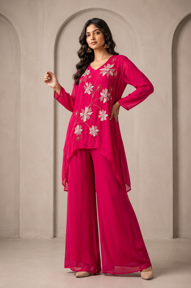 Ladies Asymmetric High Low Indo Western Tunic Dress