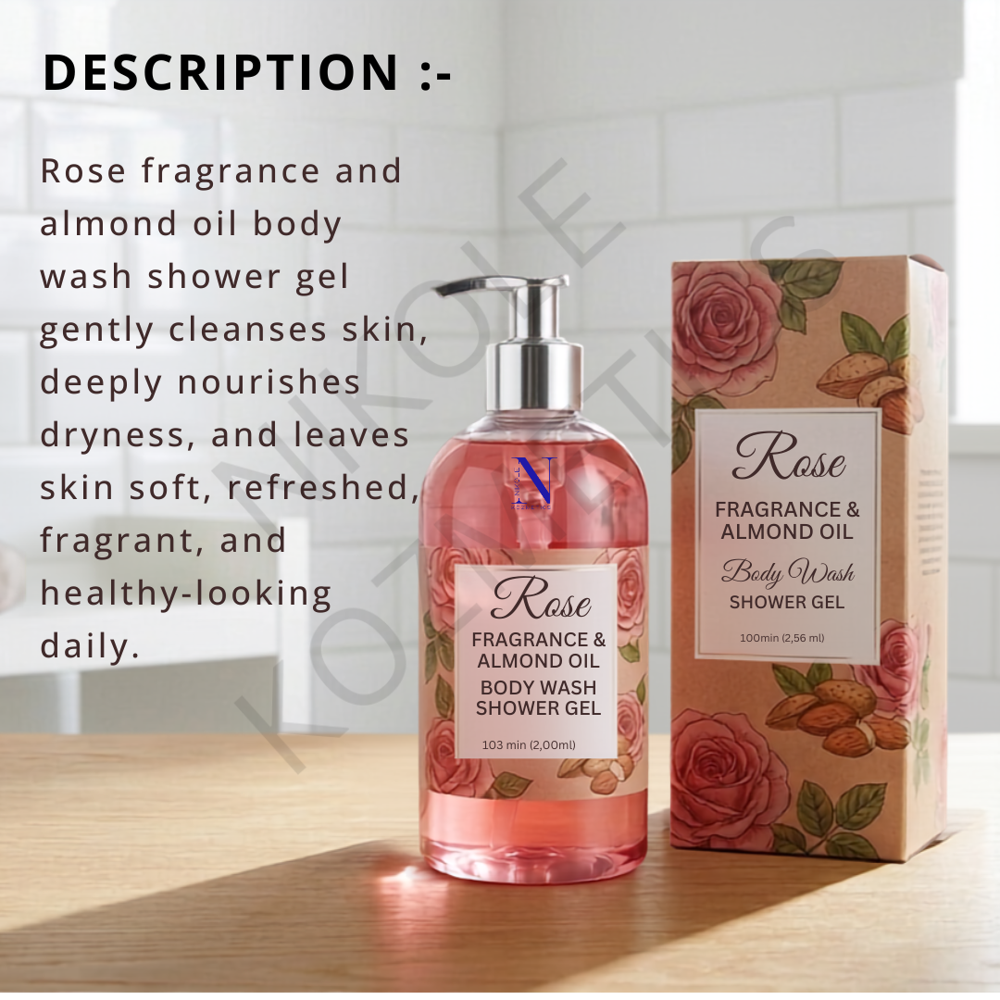 Rose Fragrance & Almond Oil Shower Gel - Attributes: Smudge Proof