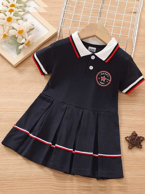 Kids Clothes Stand Collar Dress