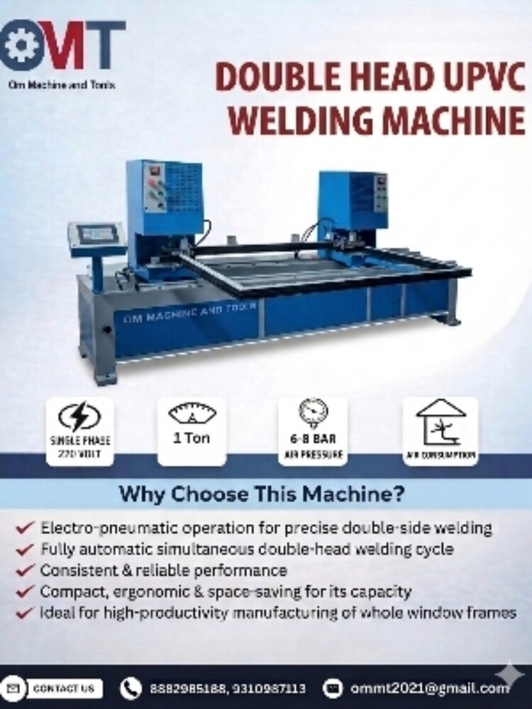 Upvc Double Head Welding Machine - Air Cooling, Electric Motor, High Efficiency | New Semi-automatic Industrial Use