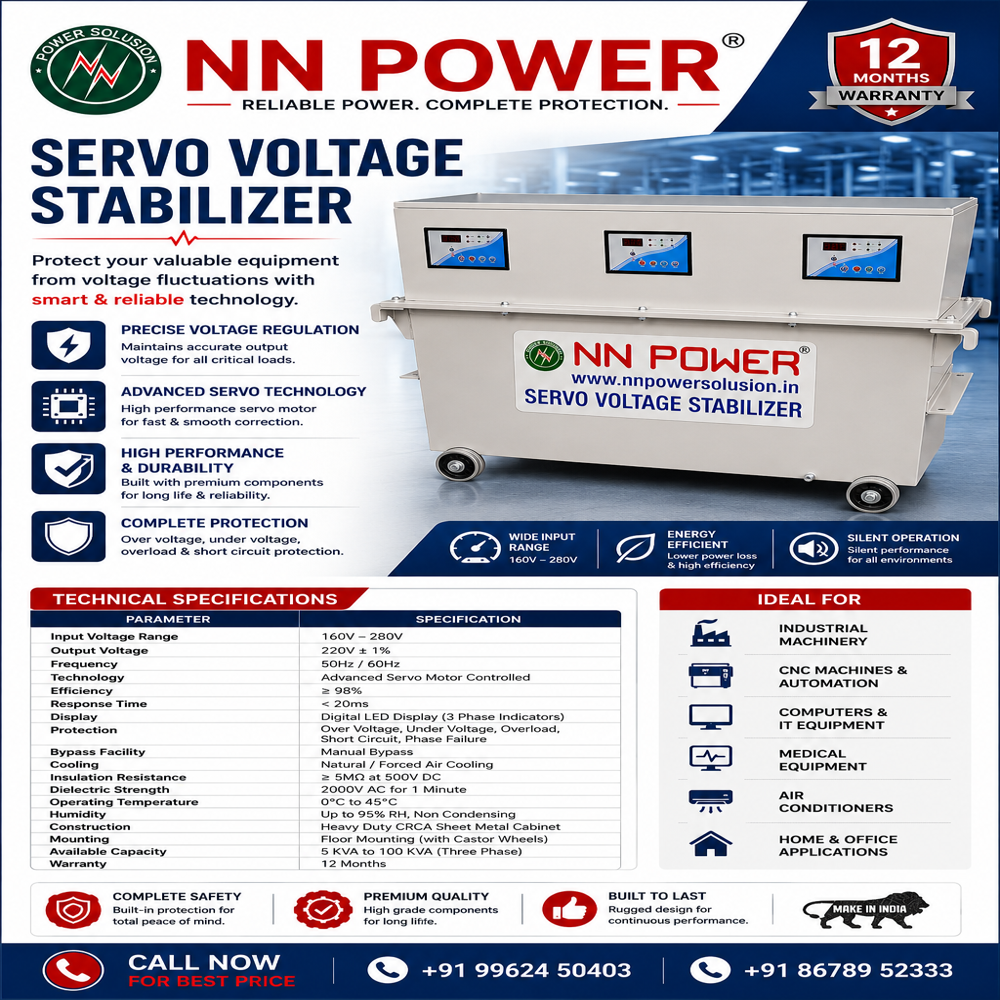 100KVA Servo voltage Stabilizer, Oil Cooled