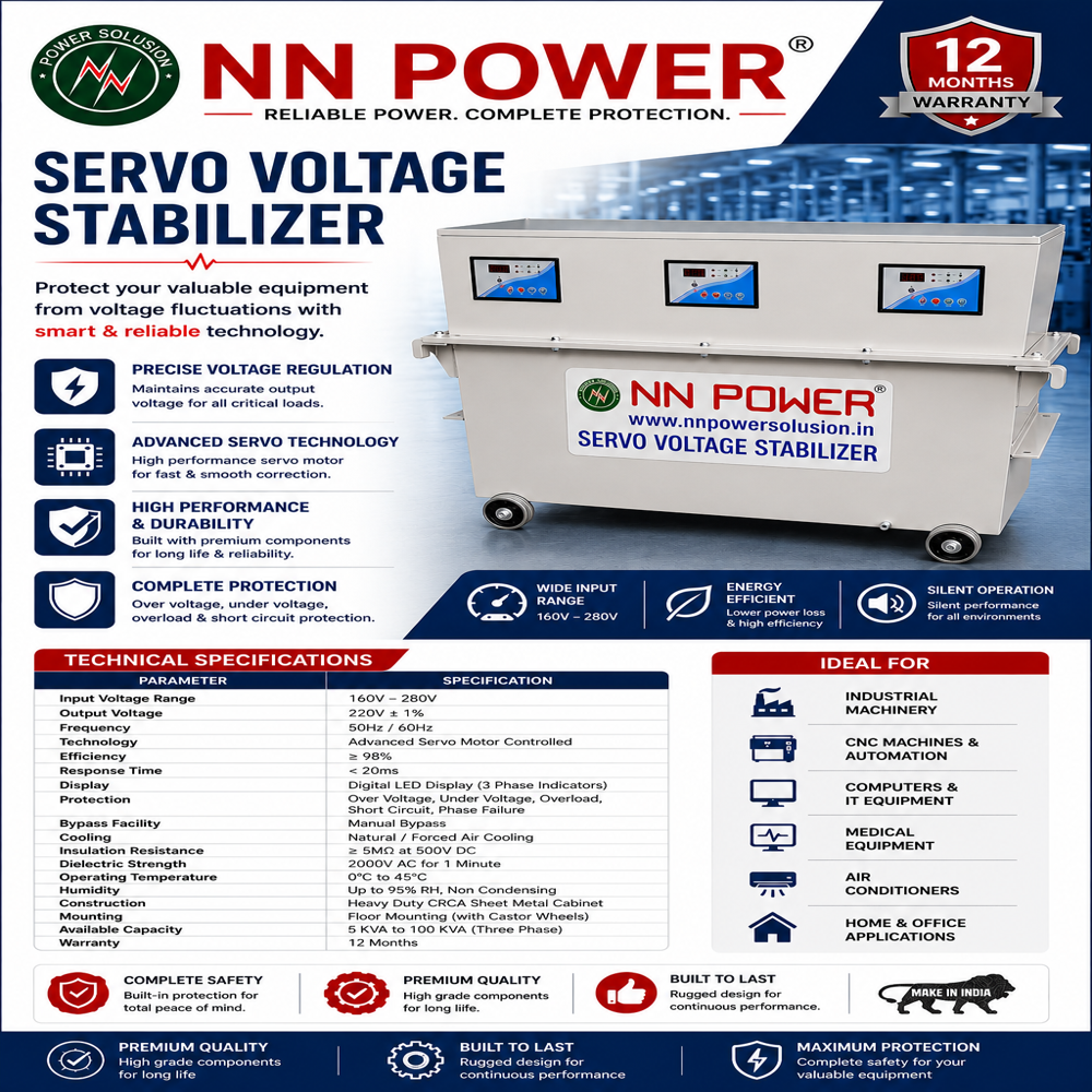 125KVA Servo Voltage Stabilizer, Oil Cooled