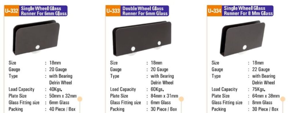 U332 6mm Glass Runner Single Castor Wheel