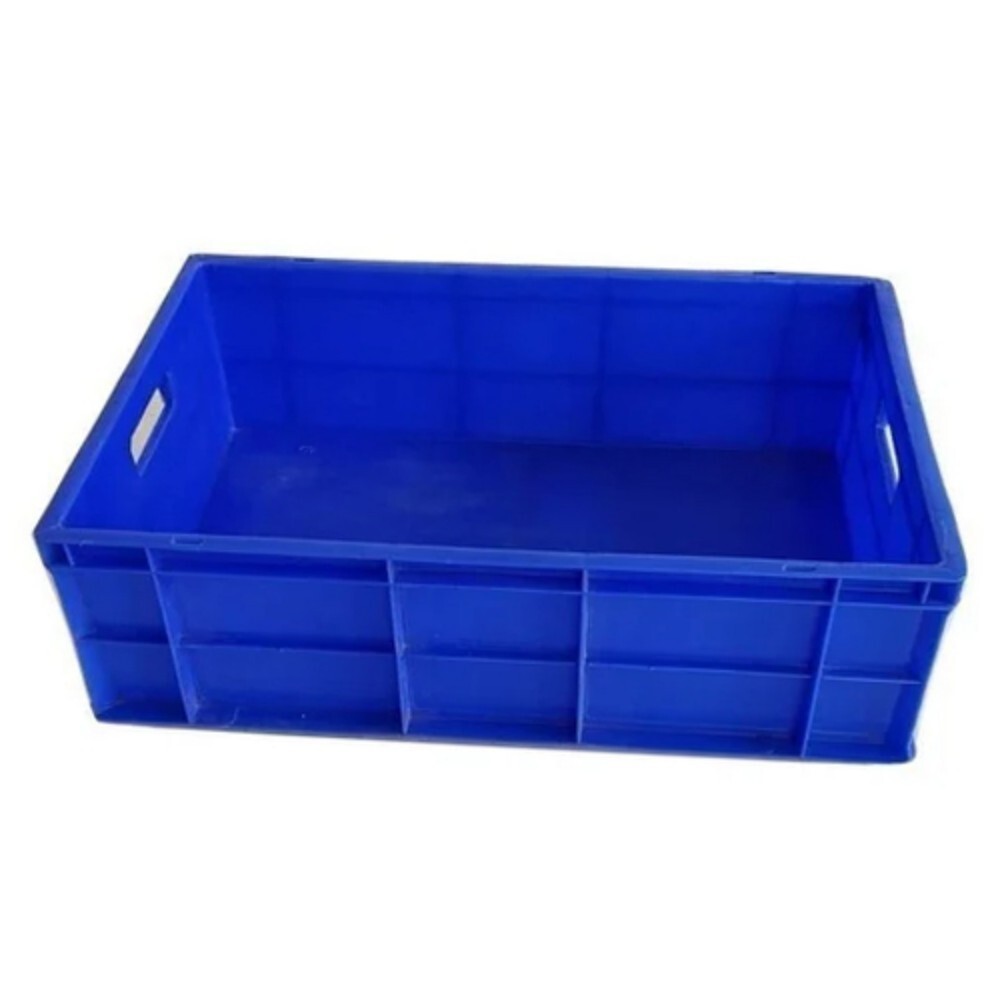 Rectangular Plastic Crate - Pp, 24x12 Inches, Blue | 50 Kg Load Capacity, Stacking Design With Handles For Easy Transport And Organization